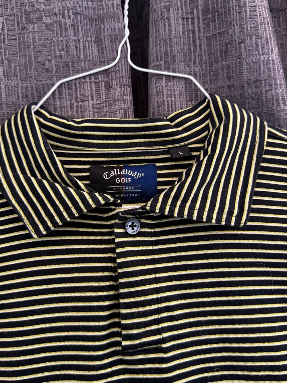 Vintage Callaway Golf Men’s Black & Yellow Striped Polo Shirt 1990’s